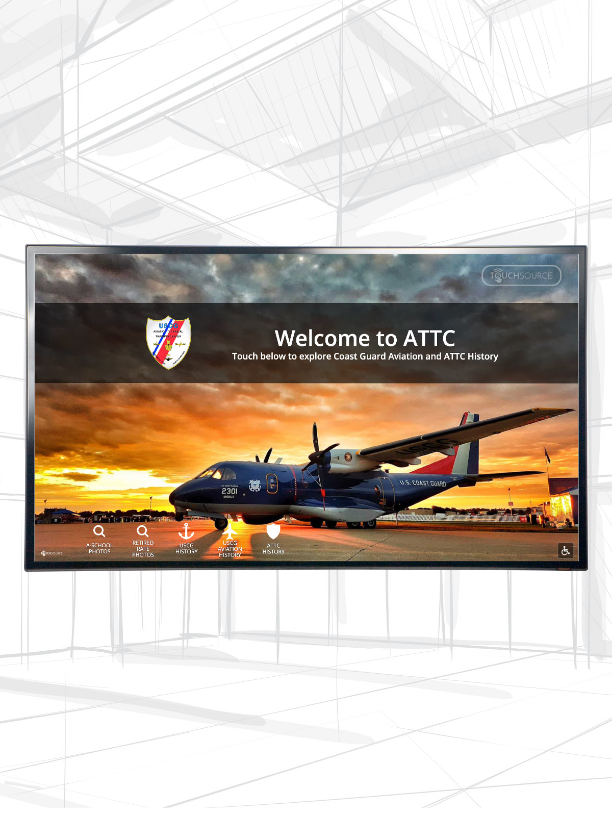 TouchSource Keystone Slimline digital directory display in lobby